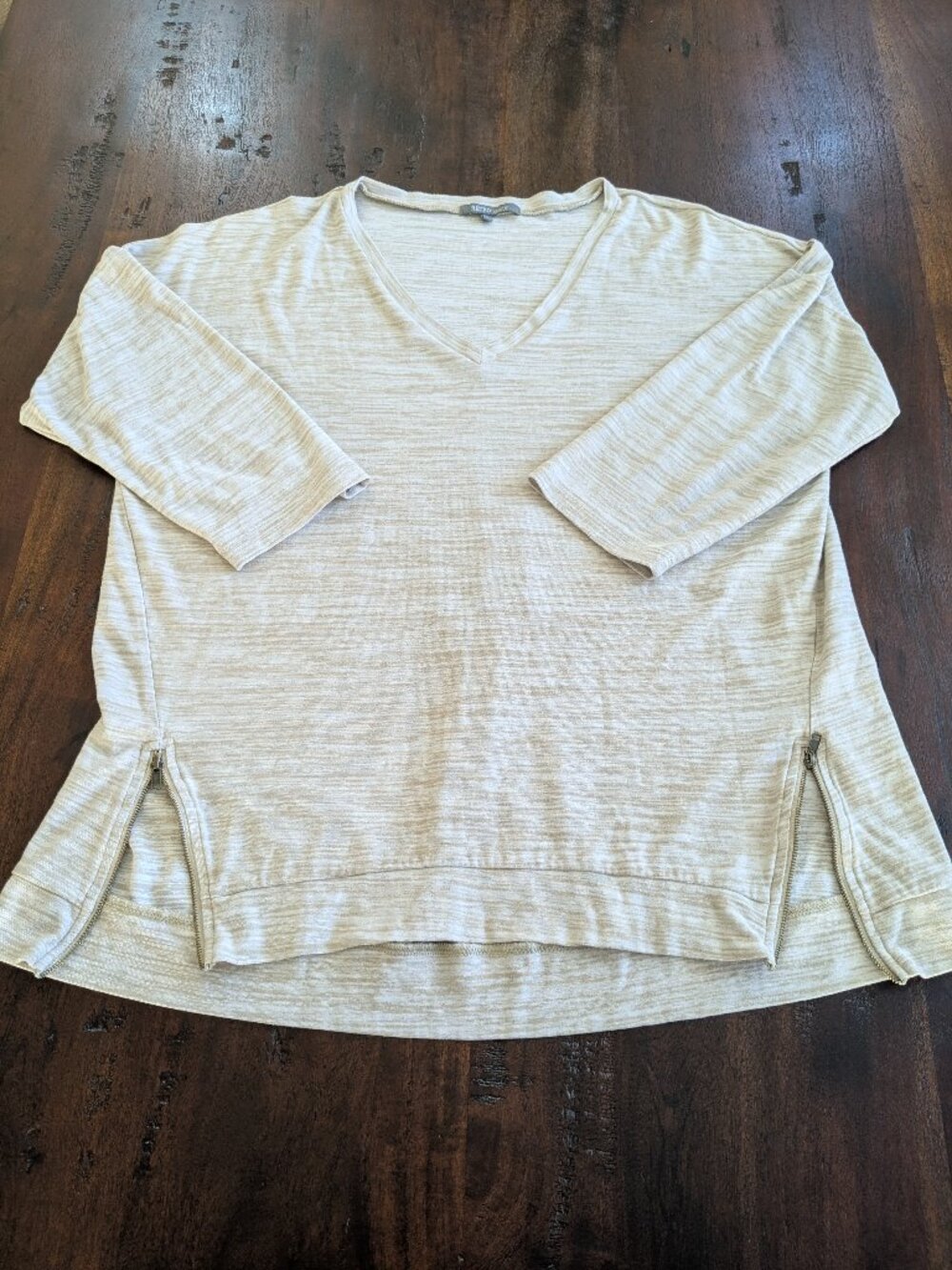 RETRO-ology Oatmeal Heather Knit Side-Zip Pullover Top XL